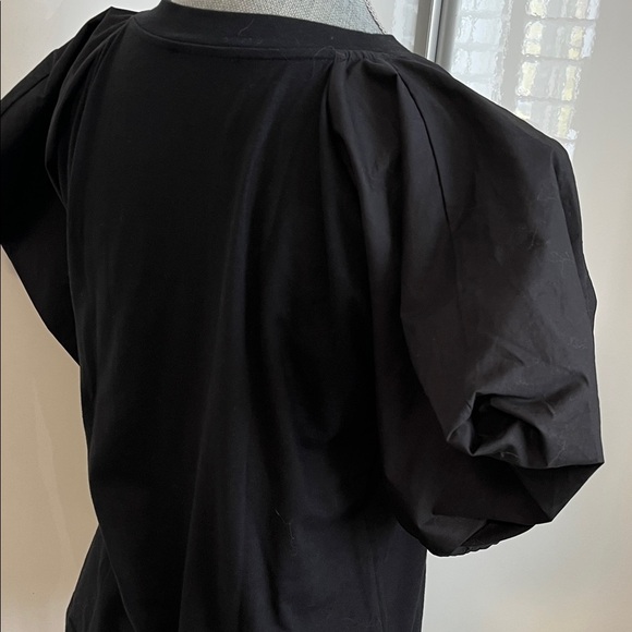CHEPE ITALY Black Cotton Puff Sleeve T-Shirt Top, Size L - Picture 10 of 12